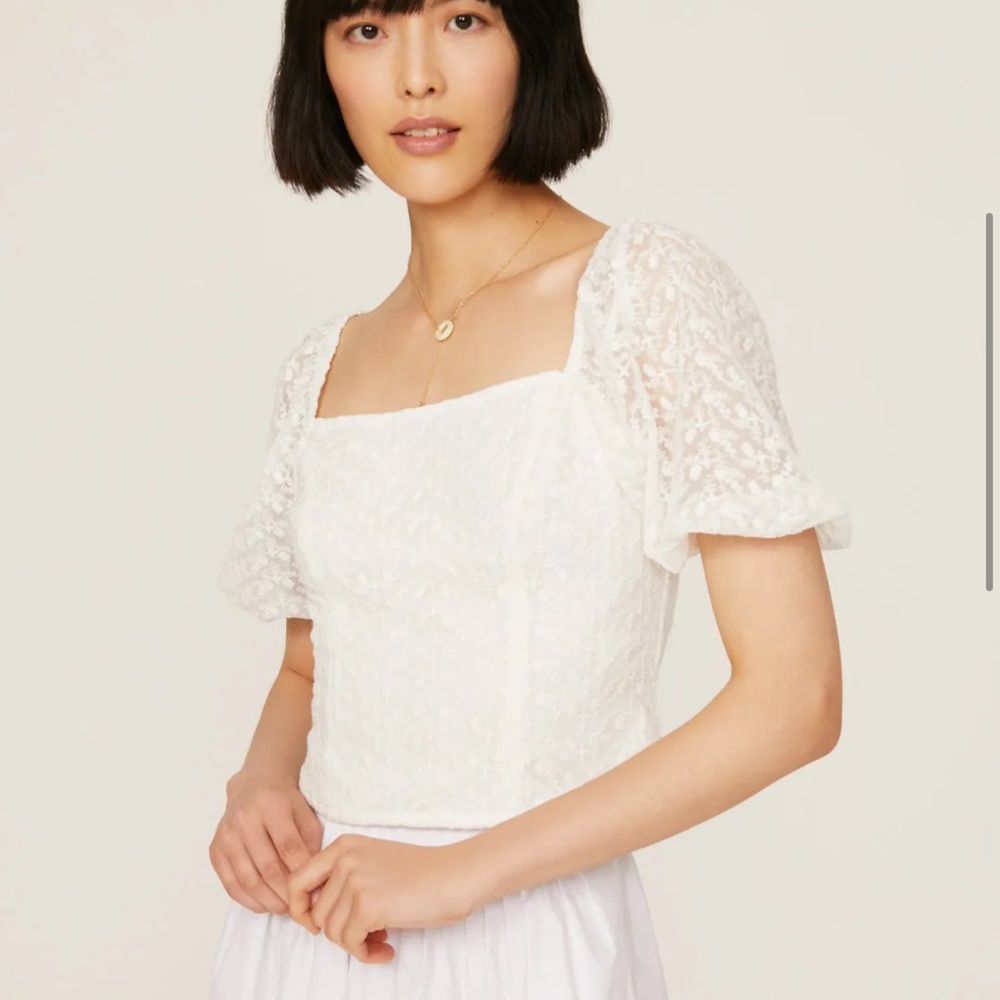 White Lace Top Loana‎ Rent the Runway Off the shoulder size medium